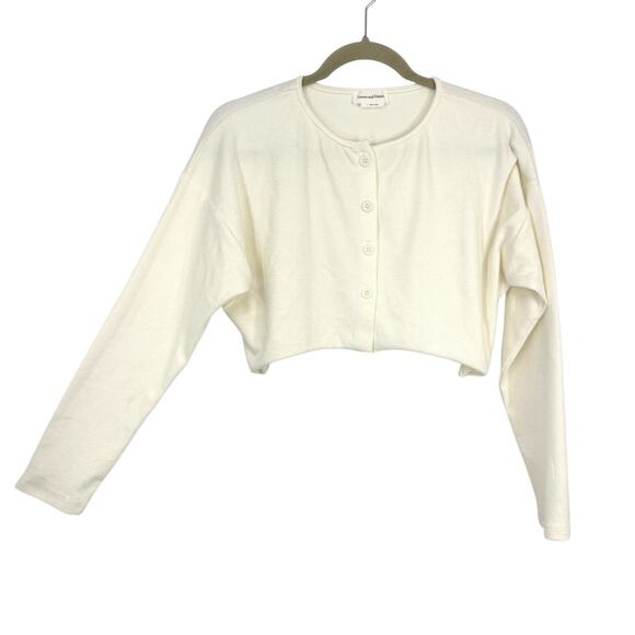 Lovers + Friends Women's Small White Cropped Cardigan Sweater Button Up Top - Picture 1 of 8